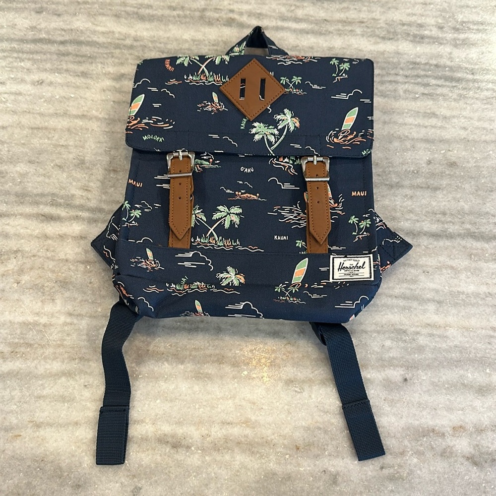 NEW Herschel Supply Co Mini Backpack, Blue Hawaiian Islands Tropical Print